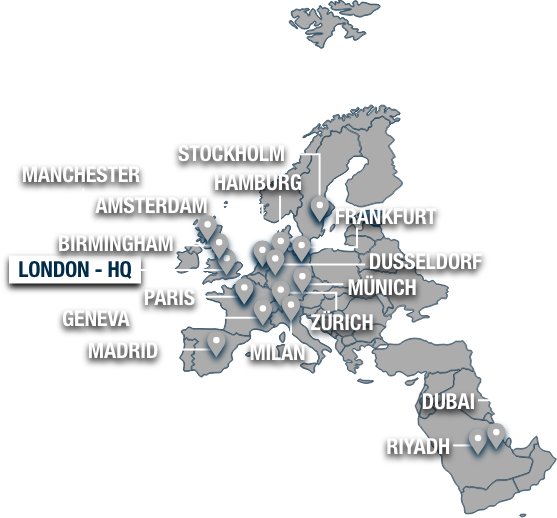 Map of A&M Global Tag locations in the EMEA