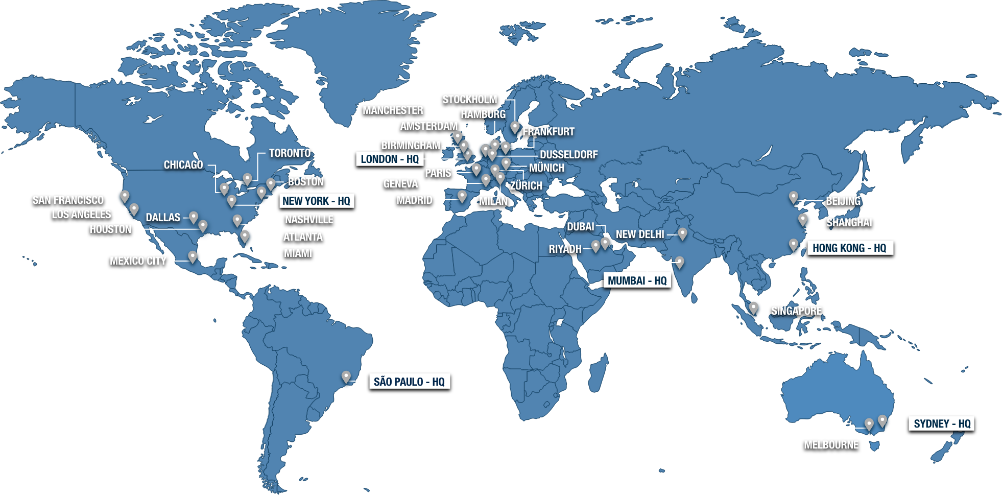 Map of A&M Global Tag global locations